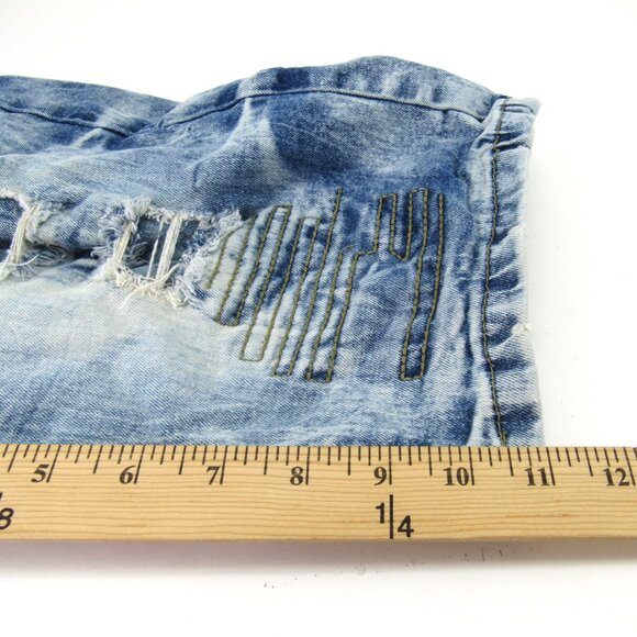 FWRD Denim 32 Men's Distressed Patchwork Factory Faded  11" Inseam Jean Shorts - Picture 7 of 9